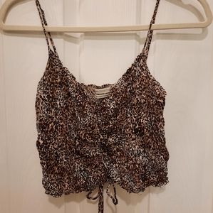 Urban outfitters ruched animal print crop top